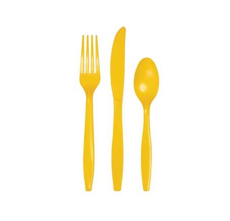 ASSORTMENT CUTLERY SCHOOL BUS YELLOW PREMIUM