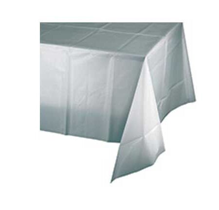 TABLE COVER PLASTIC 54X108 SHIMMERING SILVER