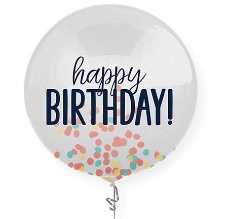 24" BIRTHDAY ACCESSORIES RAINBOW PRINTED LATEX BALLOON W/ CONFETTI