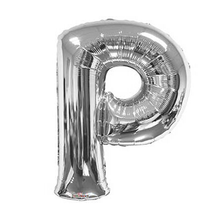 34" SC LETTER "P" SILVER SHAPE