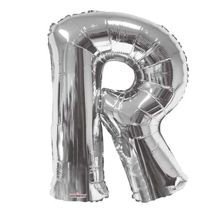34" SC LETTER "R" SILVER SHAPE