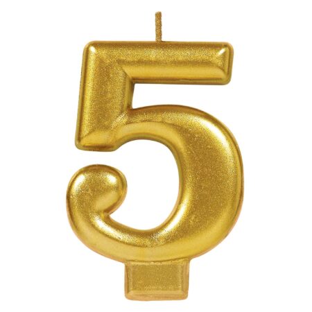 CANDLE NUMERAL #5 GOLD