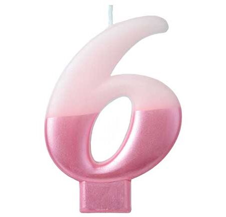 CANDLE NUMERAL #6 PINK
