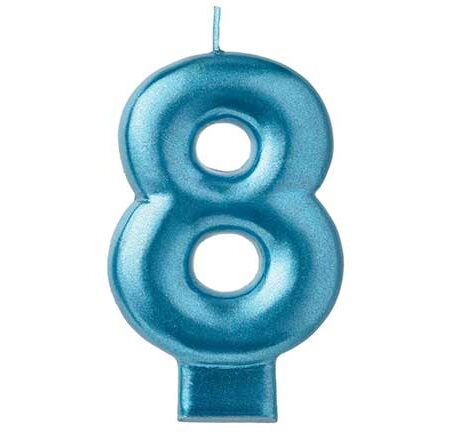 CANDLE NUMERAL #8 BLUE