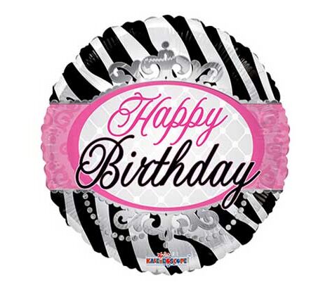 18" BDAY ZEBRA PRINT