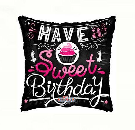 18" BIRTHDAY CUPAKE ON BLACK