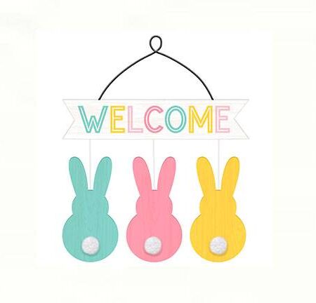 WELCOME BUNNIES HANGING SIGN