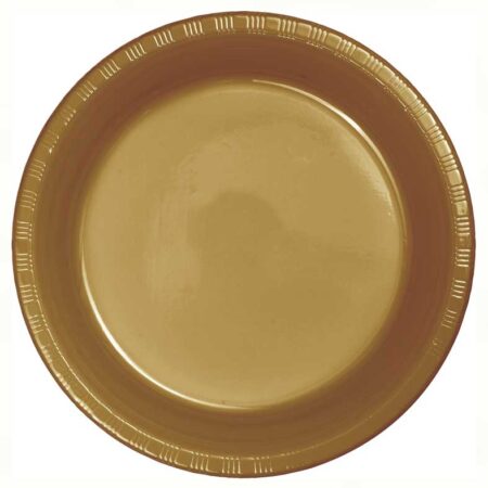 PLATES PLASTIC 10" GLITTERING GOLD
