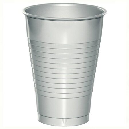 CUPS PLASTIC 12oz SHIMMERING SILVER