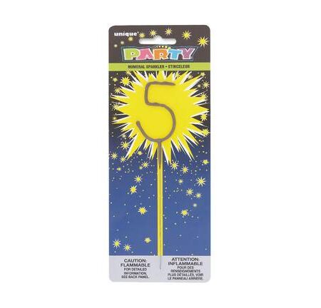 CANDLES SPARKLER 7" NUMERAL 5