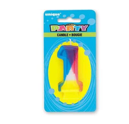 RAINBOW NUMERAL BIRTHDAY CANDLE #1