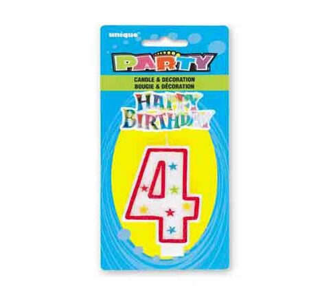 NUMBER 4 GLITTER BIRTHDAY CANDLE