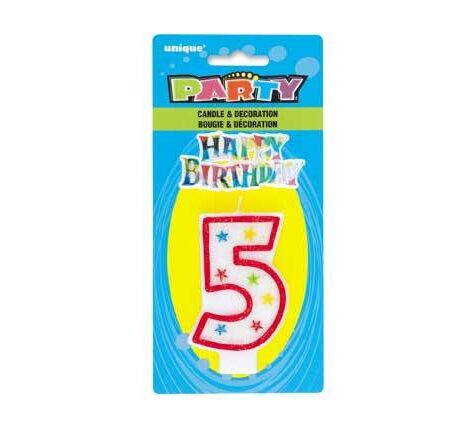 NUMBER 5 GLITTER BIRTHDAY CANDLE