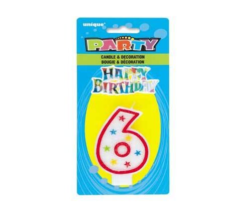 NUMBER 6 GLITTER BIRTHDAY CANDLE