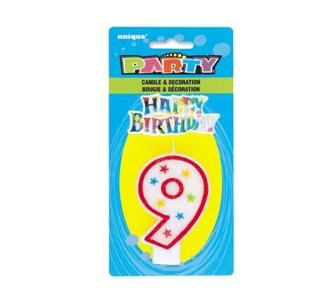 NUMBER 9 GLITTER BIRTHDAY CANDLE