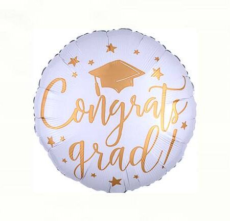 18" CONGRATS GRAD WHITE & GOLD
