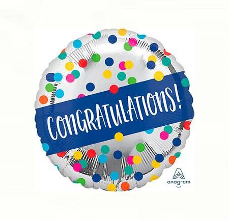 18" CONGRATULATIONS SILVER DOTS