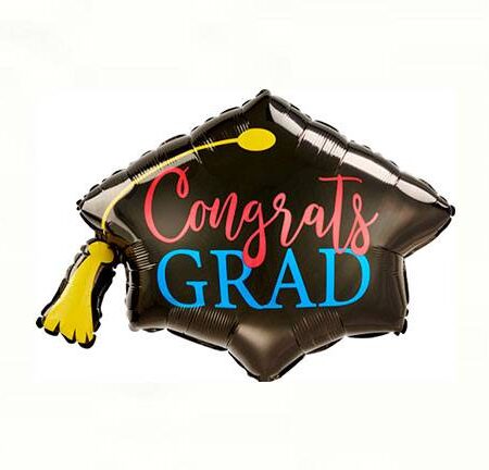 31" SHAPE CONGRATS GRAD CAP RED & BLUE