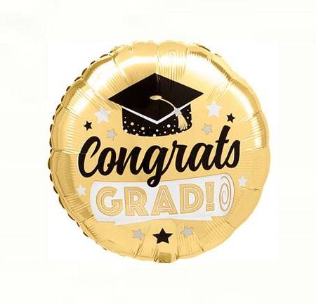 18" CONGRATS GRAD SHINY GOLD