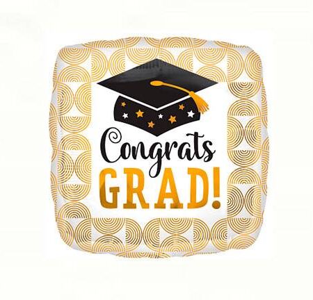 18" CONGRATS GRAD RIBBED LINES