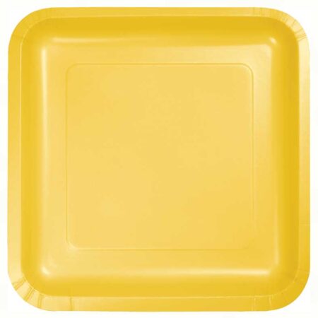 PLATES PAPER 9" SQUARE DINNER SCHOOL BUS YELLOW