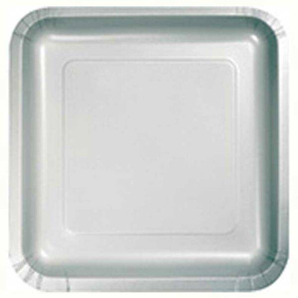 PLATES PAPER 9" SQUARE DINNER SHIMMERING SILVER