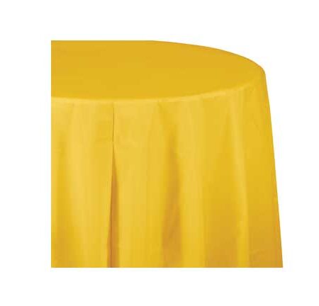 TABLE COVER PLASTIC ROUND SCHOOL BUS YELLOW