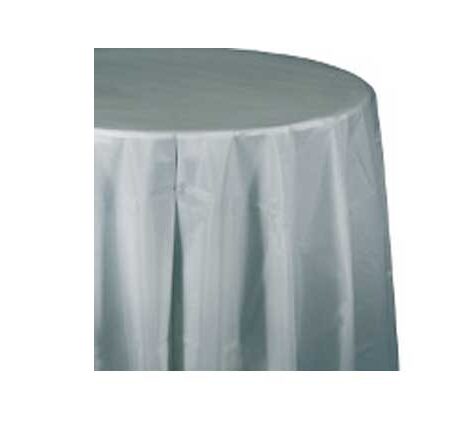 TABLE COVER PLASTIC ROUND SHIMMERING SILVER