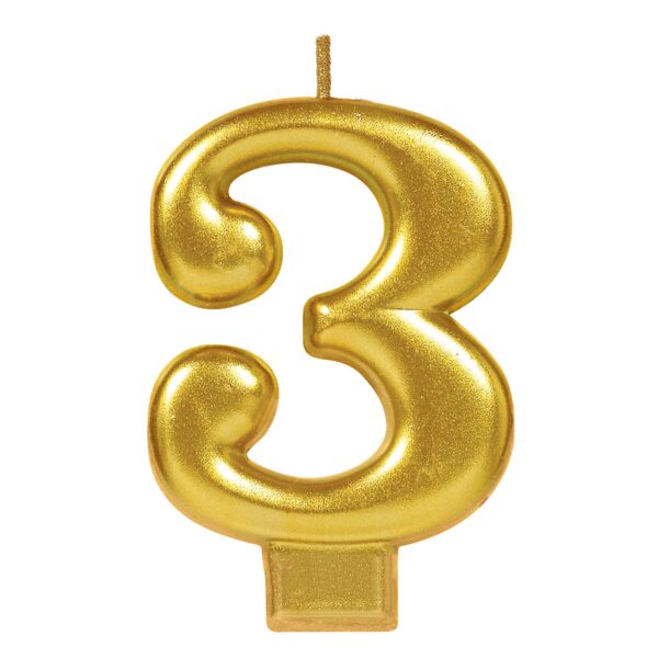CANDLE GOLD NUMERAL #3