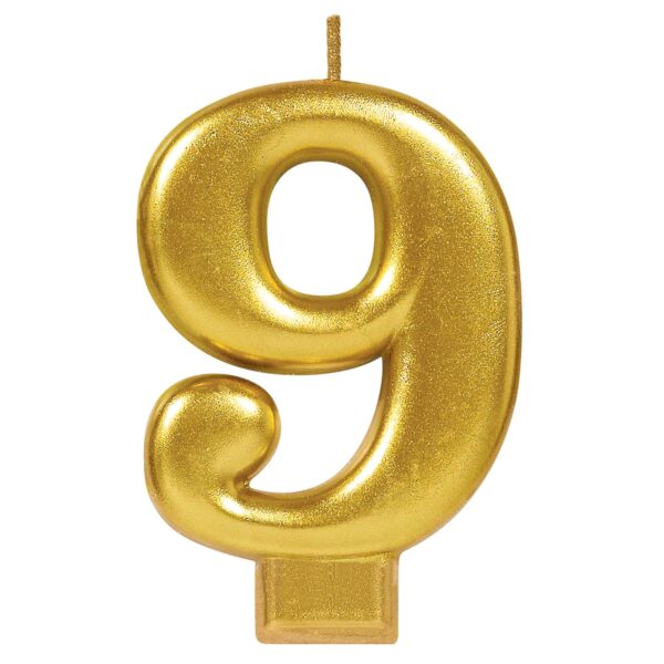 CANDLE GOLD NUMERAL #9