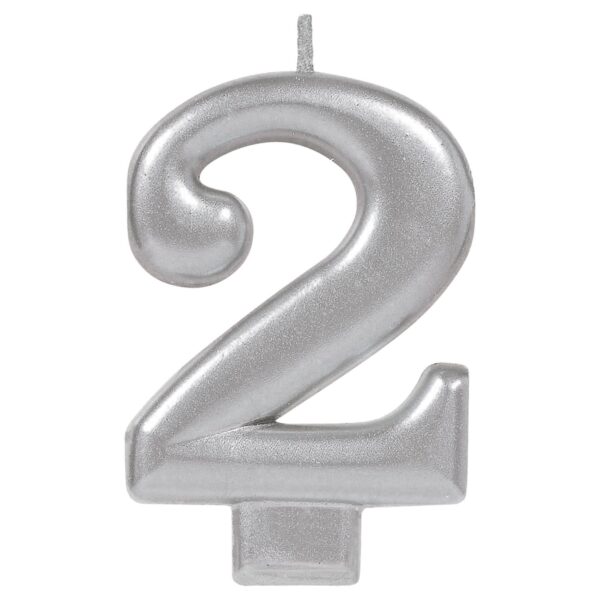 CANDLE MET NUMERAL #2 SILVER