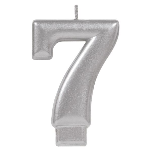 CANDLE MET NUMERAL #7 SILVER
