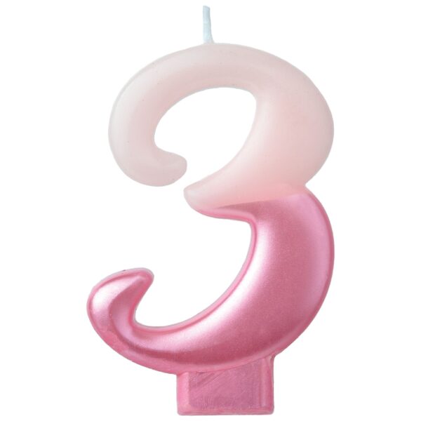 CANDLE PINK NUMERAL #3