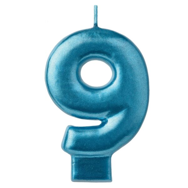 CANDLE MET BLUE NUMERAL #9