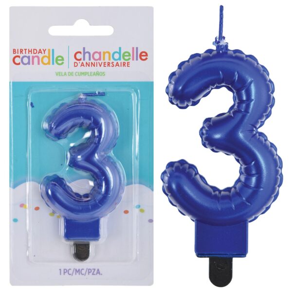 CANDLE ROYAL BLUE NUMERAL #3