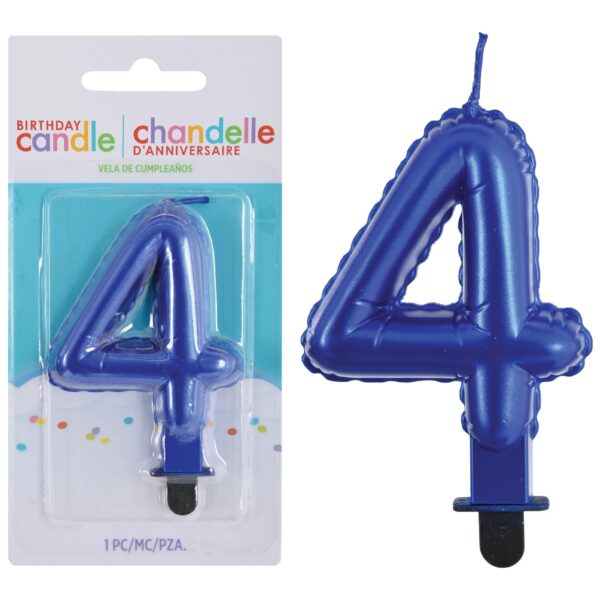 CANDLE ROYAL BLUE NUMERAL #4
