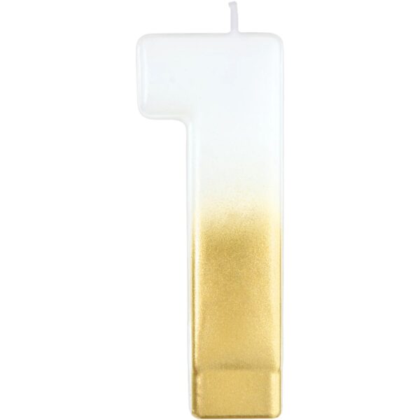 CANDLE WHITE/GOLD NUMERAL #1