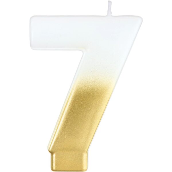 CANDLE WHITE/GOLD NUMERAL #7