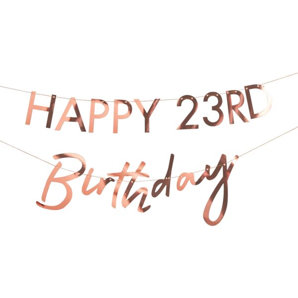 ROSE GOLD CUSTOMIZABLE HAPPY BIRTHDAY MILESTONE BANNER