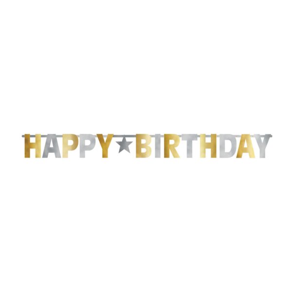 Birthday Accessories Silver & Gold Jointed Letter Banner