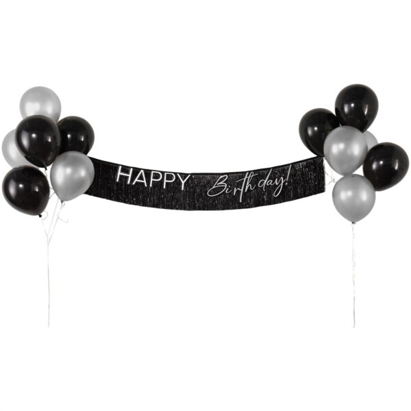 HELLO THIRTY FRINGE "HAPPY BIRTHDAY" BANNER W/ BALLOONS