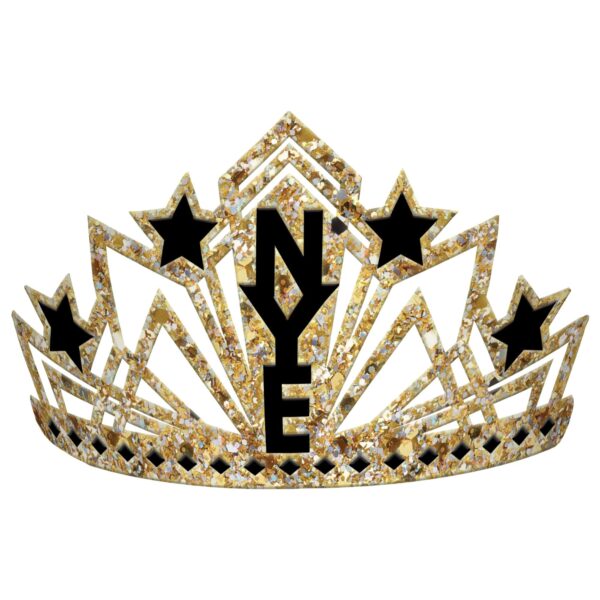 NEW YEARS GLITTER CROWN - BLACK, SILVER, GOLD
