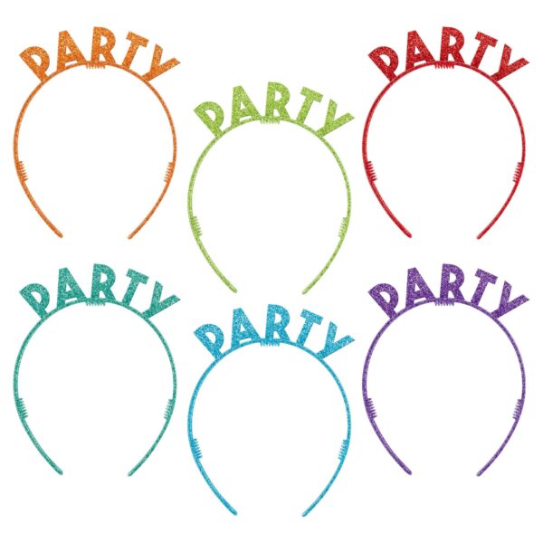 BIRTHDAY CELEBRATION GLITTER PLASTIC HEADBANDS