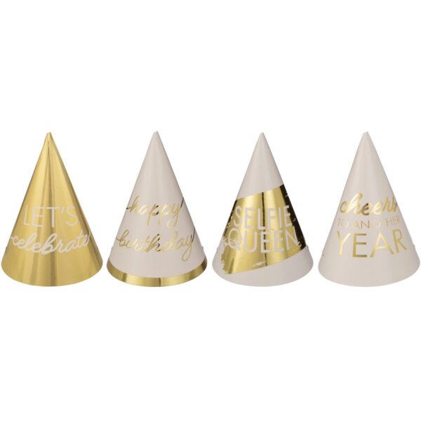 GOLDEN AGE BIRTHDAY MINI FOIL CONE HATS