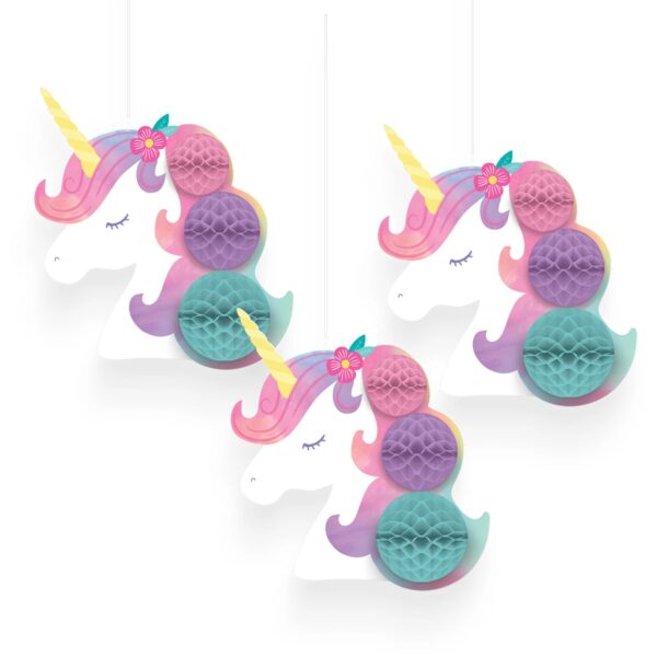 ENCHANTED UNICORN HONEYCOMB DECORATIONS