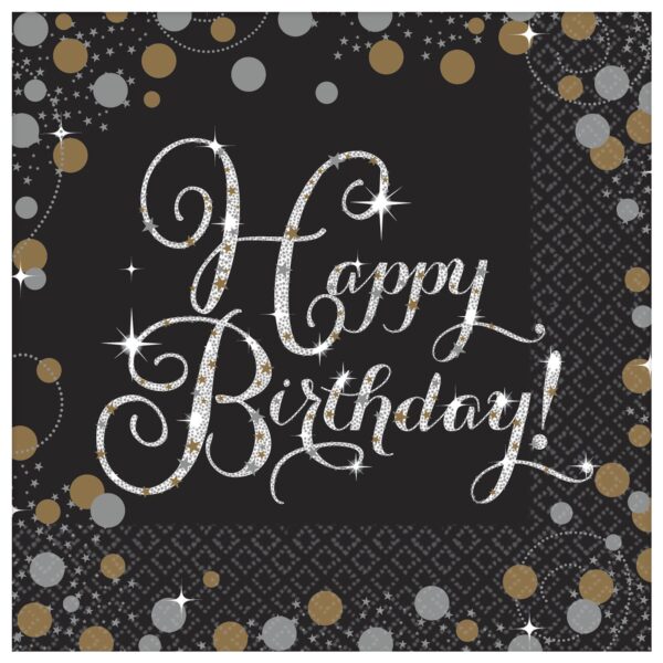 SPARKLING CELEBRATION BEVERAGE NAPKINS, HAPPY BIRTHDAY