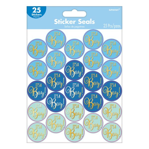 BABY SHOWER STICKER SEALS - BOY