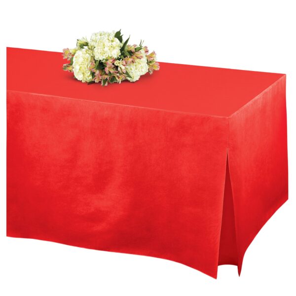 TABLEFITTER FLANNEL BACKED VINYL TABLE COVER - APPLE RED