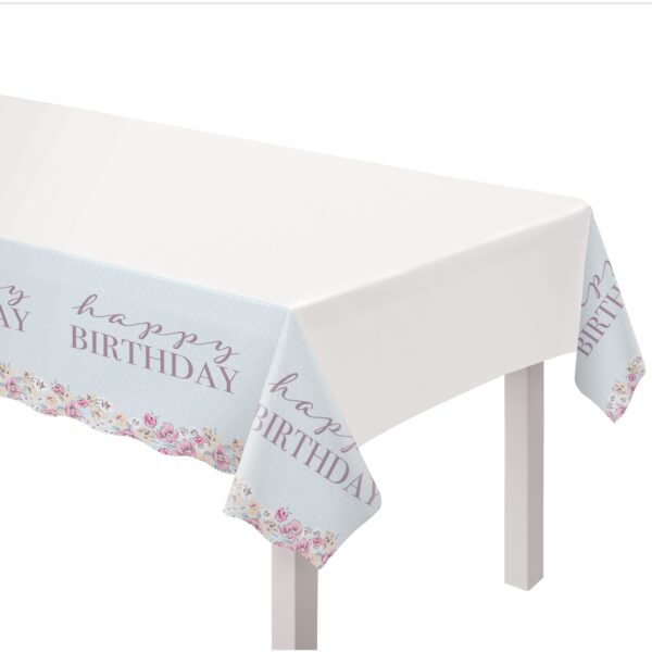 RIBBONS AND ROSES PLASTIC TABLE COVER