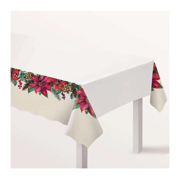 54" X 102" TRADICIONAL POINTSETTIA PLASTIC TABLE COVER